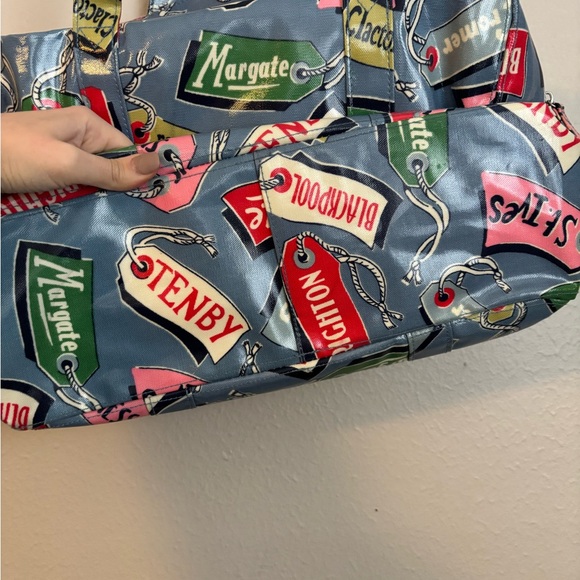 Cath Kidston Oilcloth Bag Hand Bag Travel Bag Blue - Picture 4 of 8